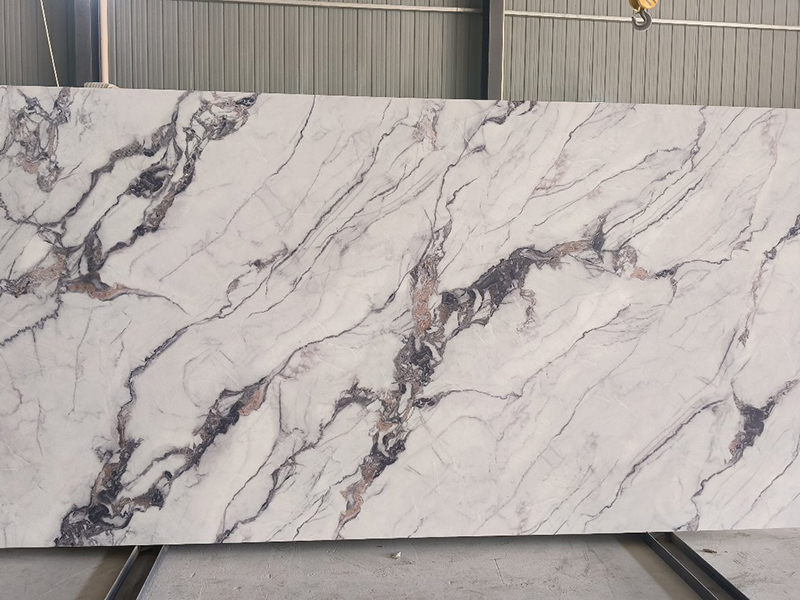 Marble like printed quartz slab