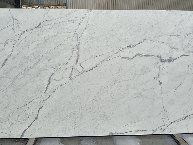 White marble look printed quartz 