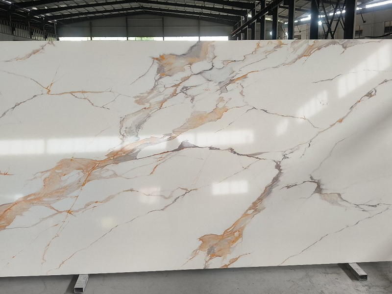 Calacatta gold printed quartz slab