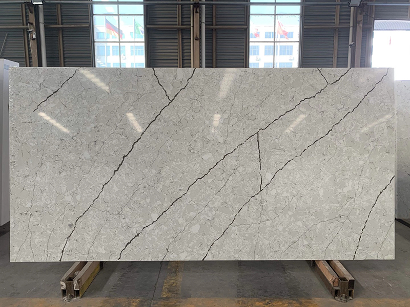 Marble effect quartz slab