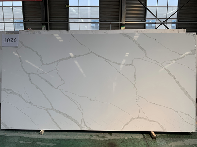 Statuario white quartz slab