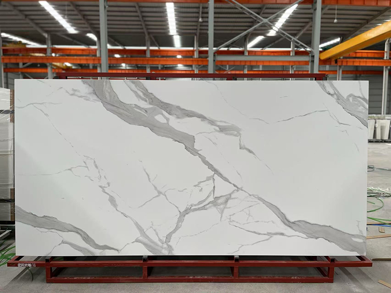 Super white calacatta porcelain slab