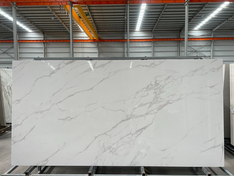 White carrara sintered stone slab
