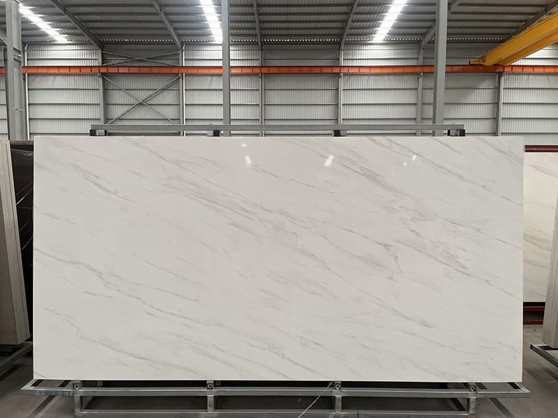White carrara sintered stone slab