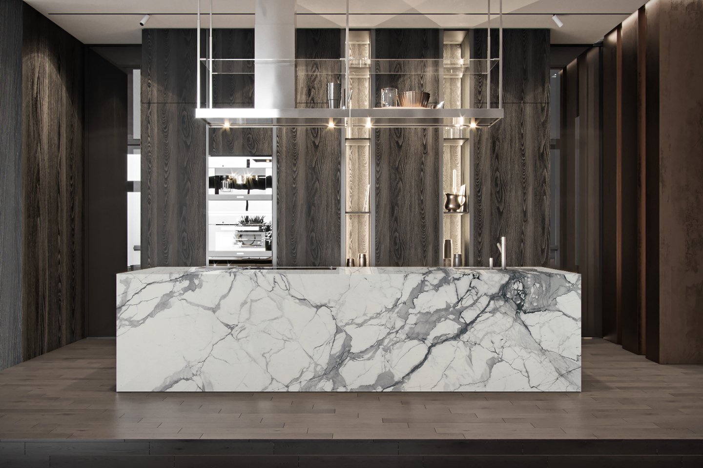 Calacatta white printed quartz slab
