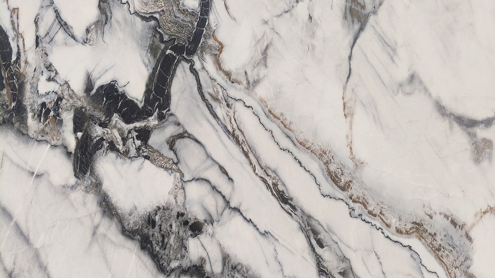 Marble effect printed quartz slab