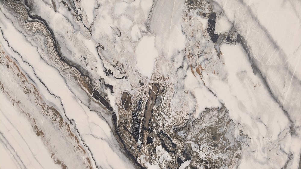 Marble effect printed quartz slab