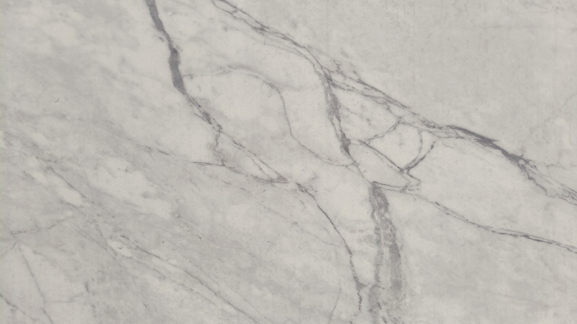 White marble look printed quartz 