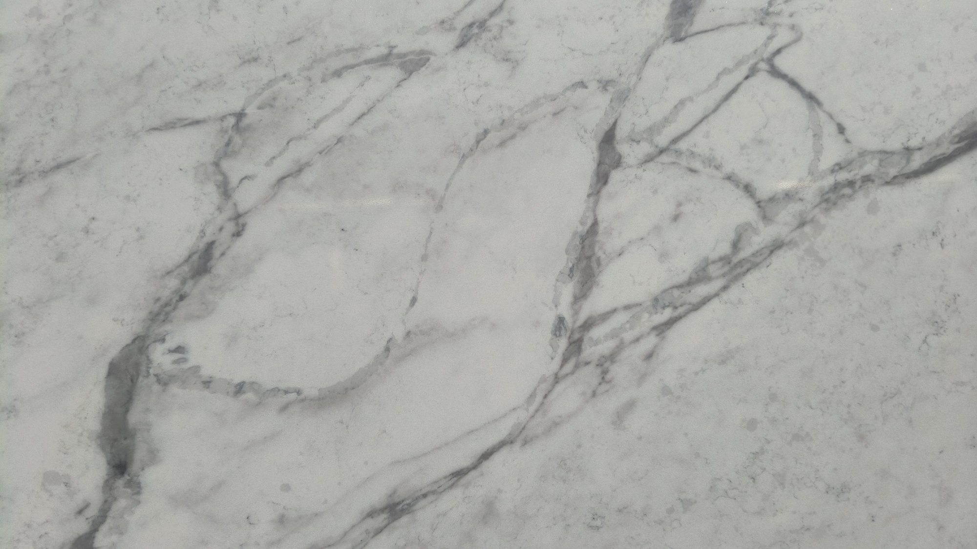 White marble look printed quartz 