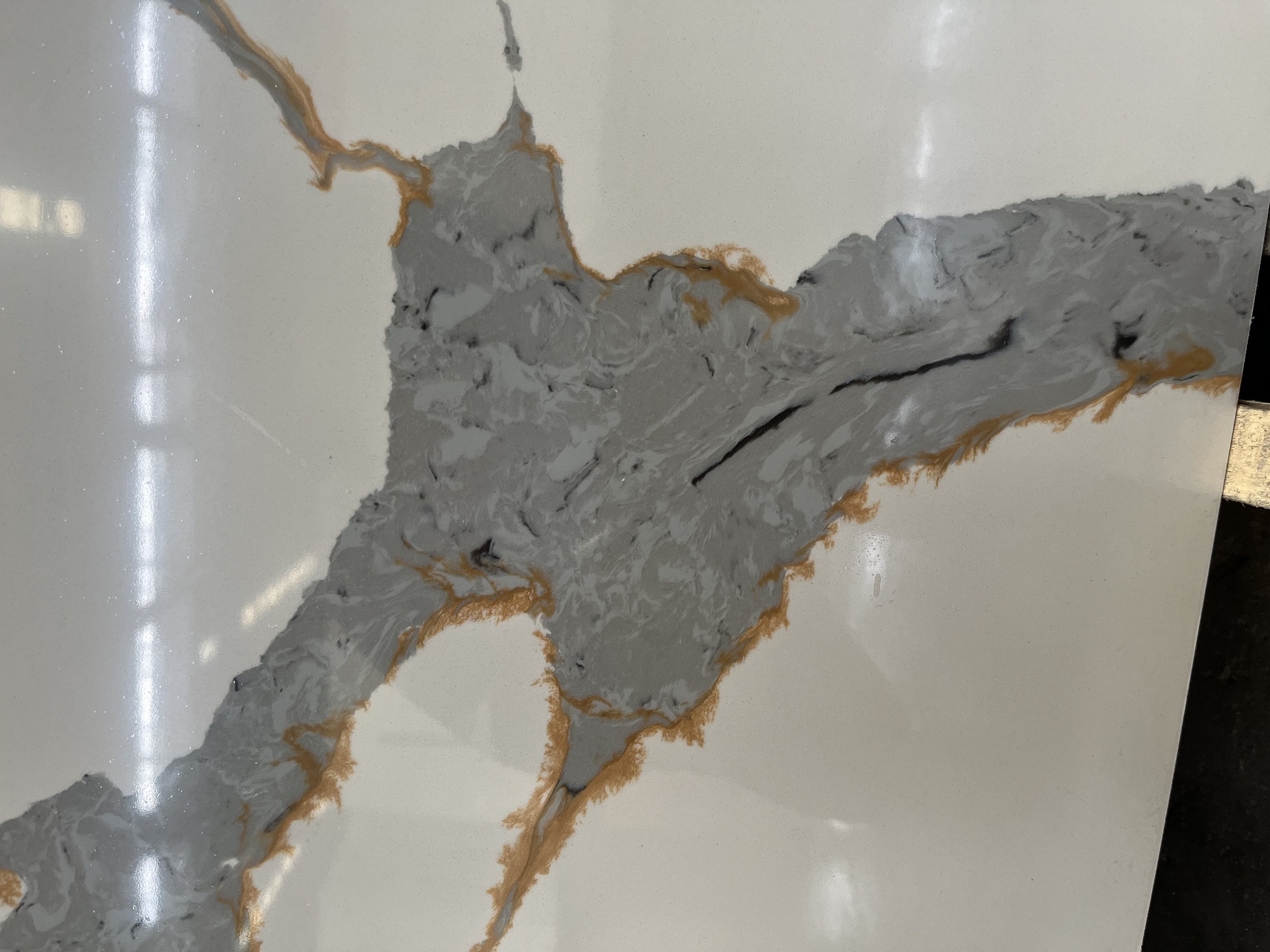 Calacatta quartz with gold veins