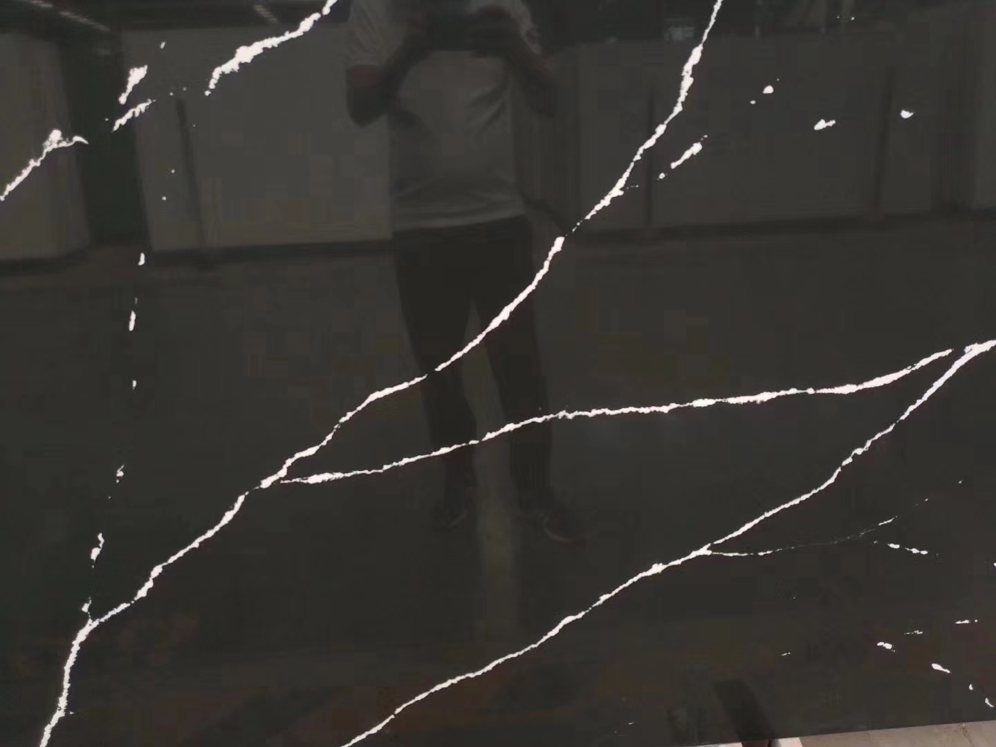 Black calacatta quartz stone slab
