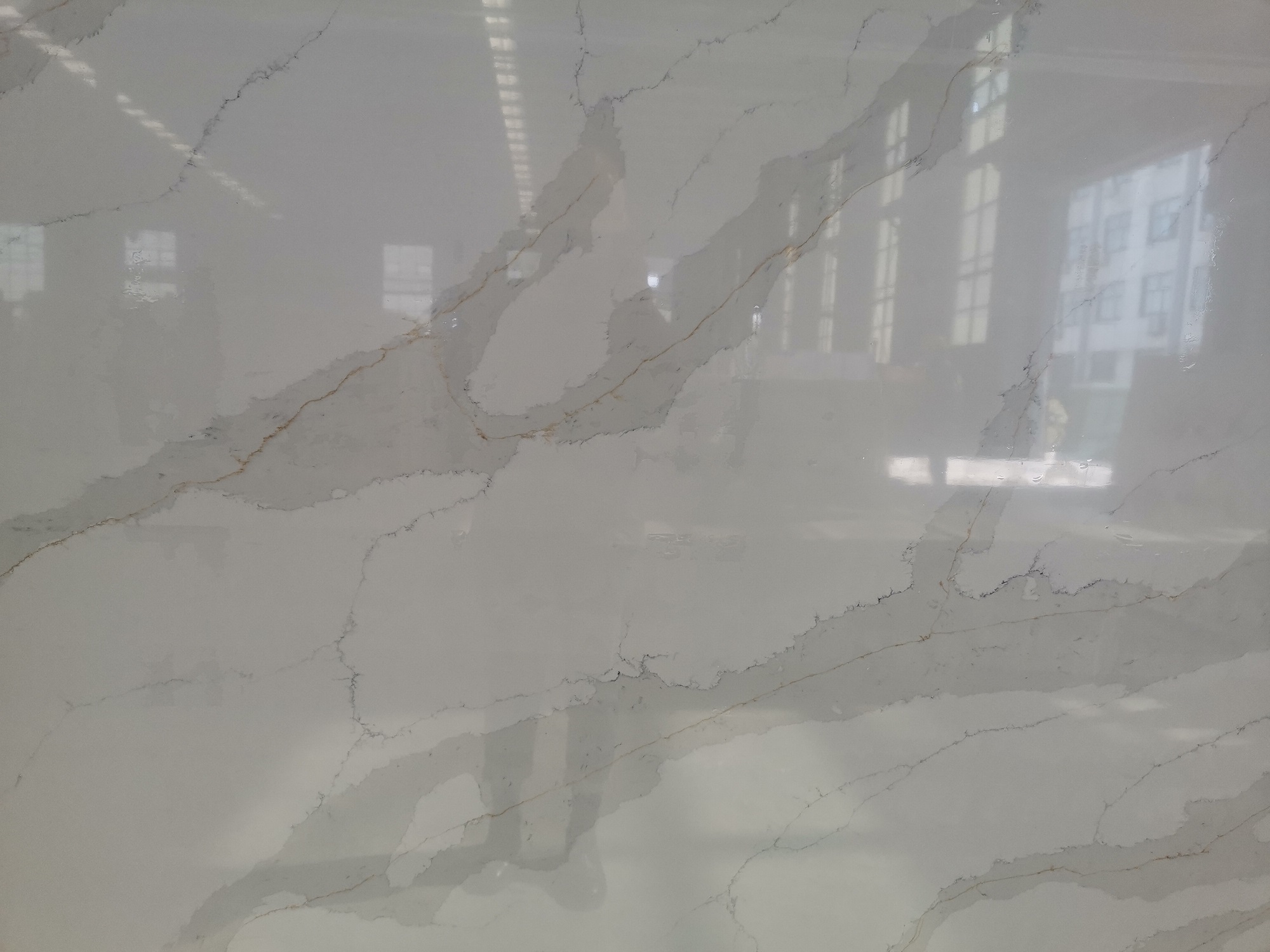 Calacatta quartz with gold veins