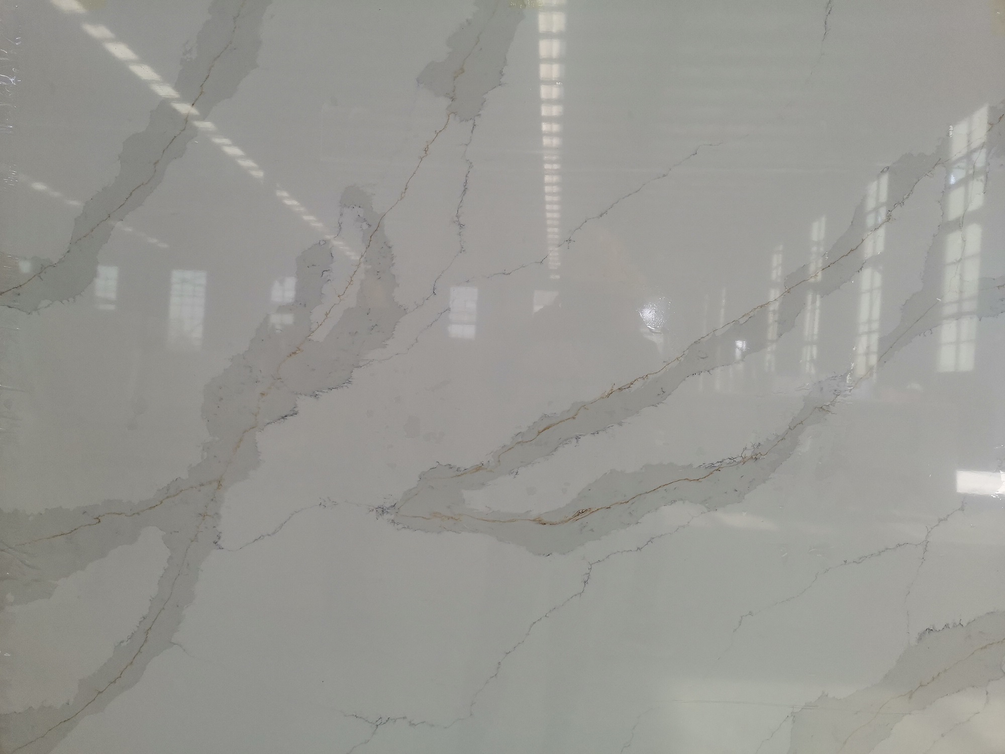 Calacatta quartz with gold veins