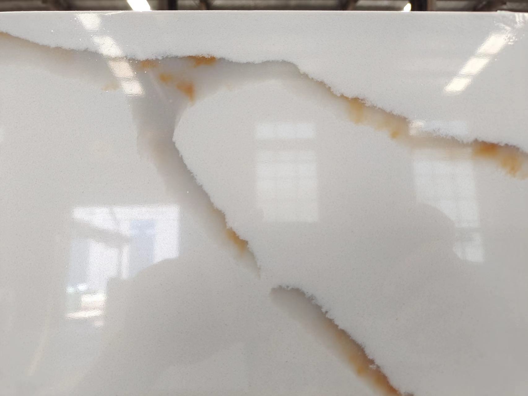 Calacatta quartz stone with gold veins