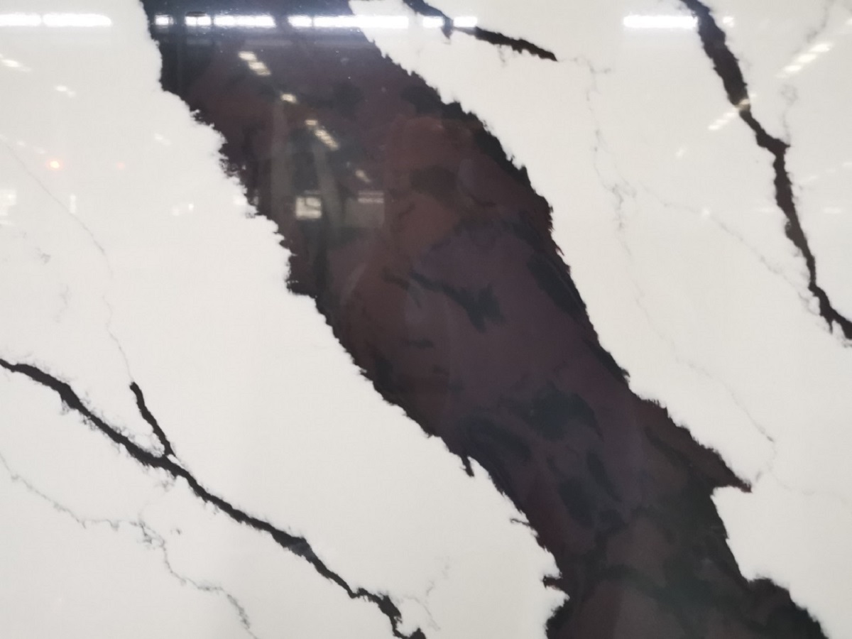 Calacatta black quartz stone slab