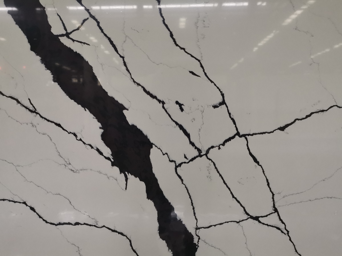 Calacatta black quartz stone slab