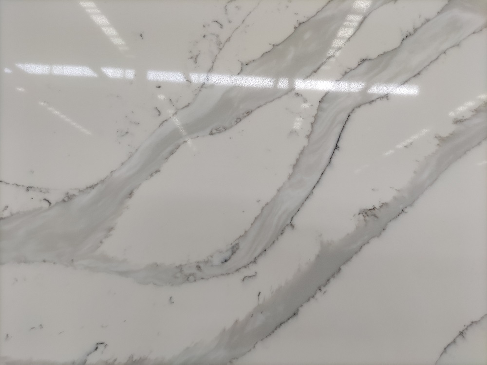 Statuario light quartz slab