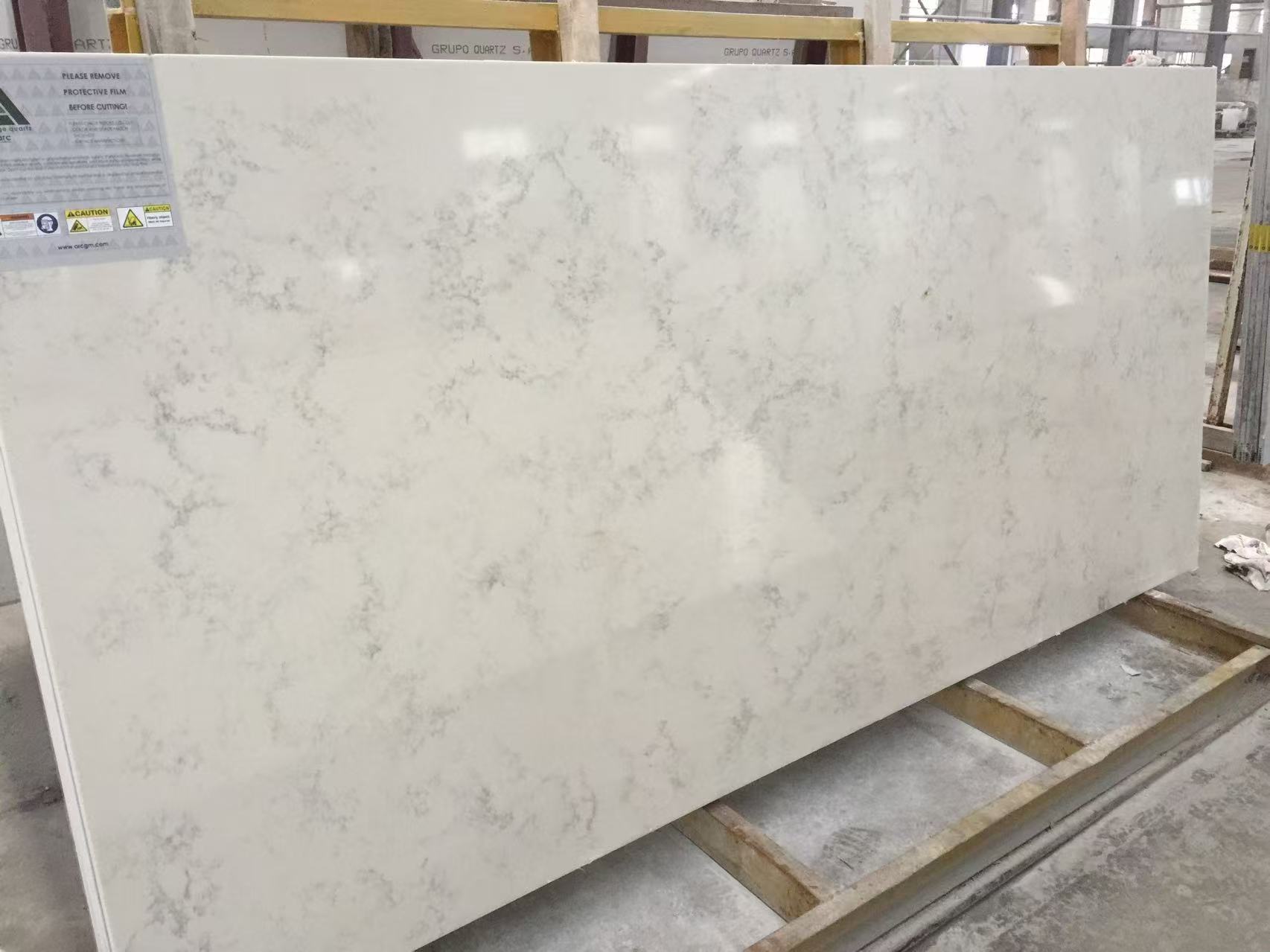White carrara quartz slab
