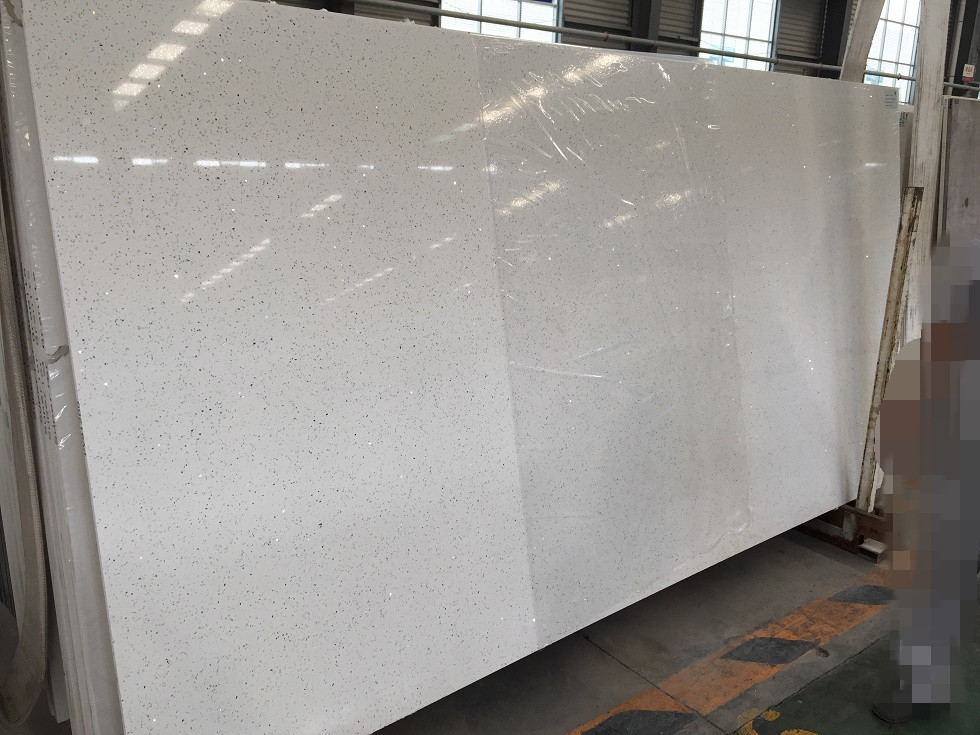 Sparkle white quartz slab